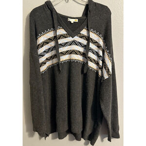 C&C California Gray and White Knit Cardigan Sweater